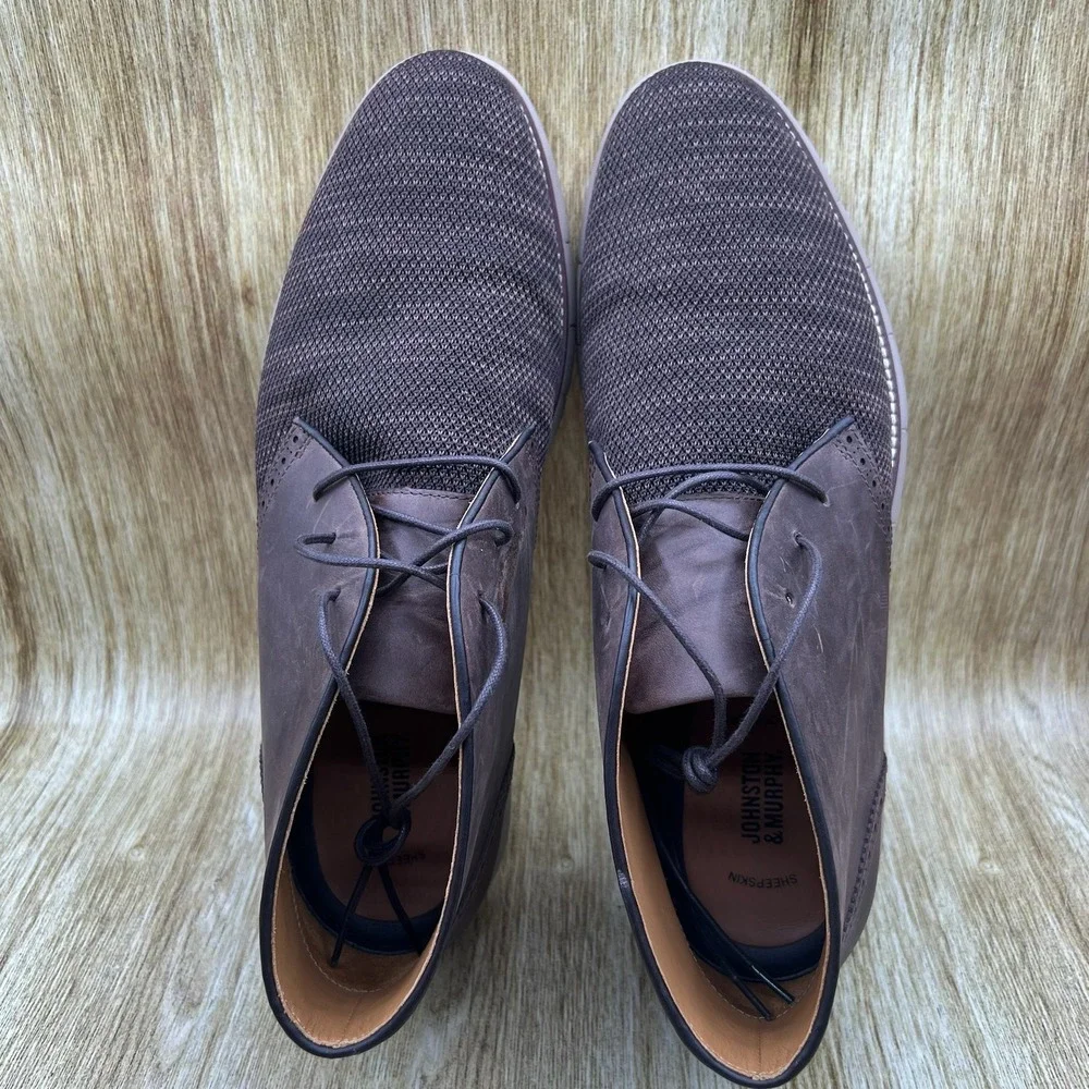 Johnston & Murphy Holden Chukka Boot Men's Size 13 Mahogany Leather Knit 20-4910